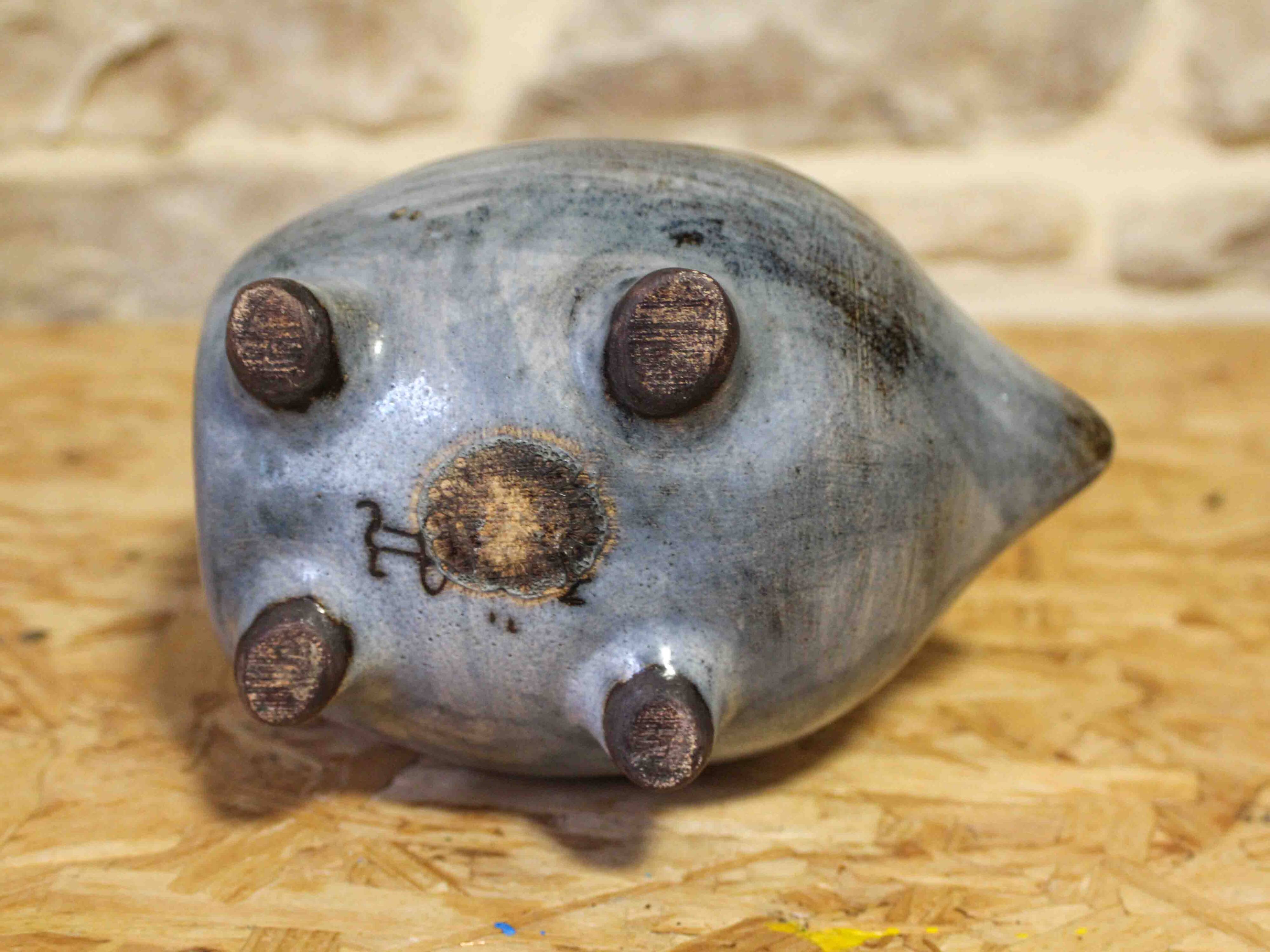 Zoomorphic glazed ceramic flower holder by Jean-Claude Raybaud