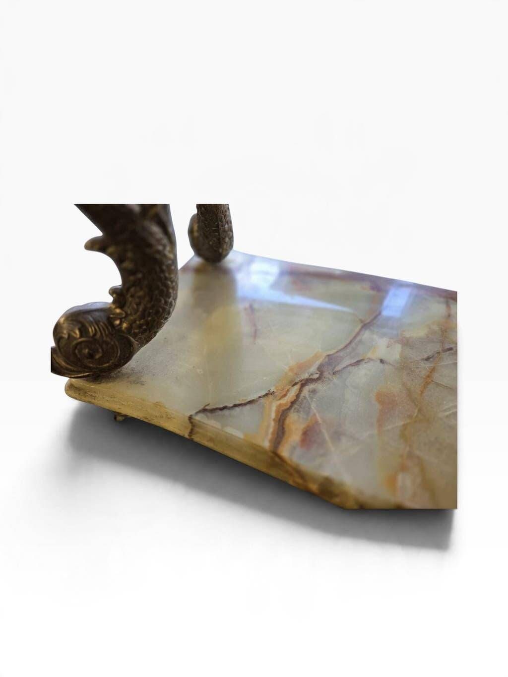 Vintage brass coffee table with onyx top.