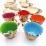 Coffee service Vallauris ceramic wood decoration