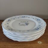 Series 10 flat plates Arcopal, white opaline with blue flowers