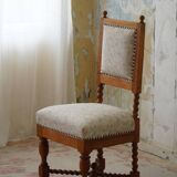 English-style baroque chair with twisted legs in elm, 1920s.