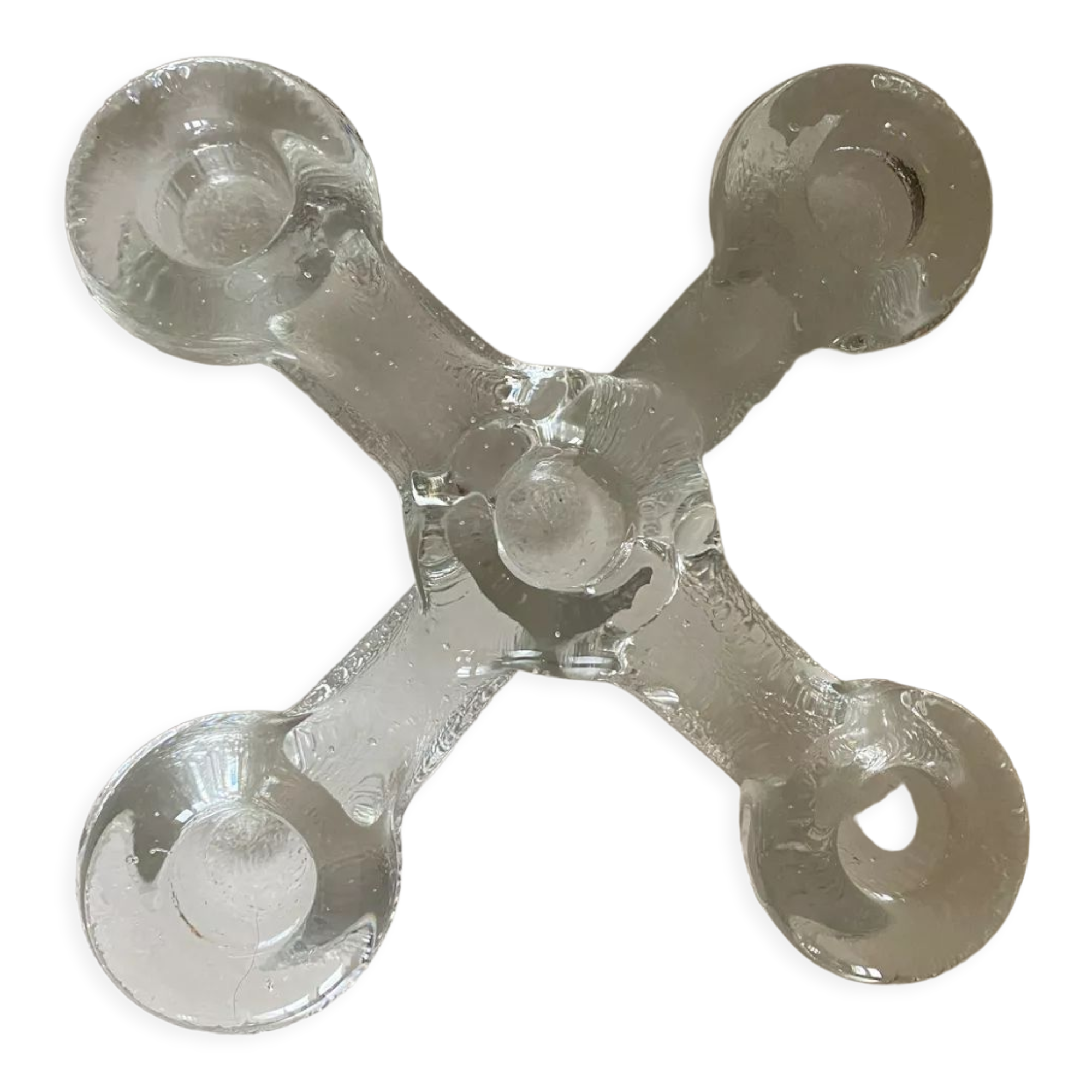 Glass candle holder Pukeberg Staffan Gellerstedt Sweden 1970s