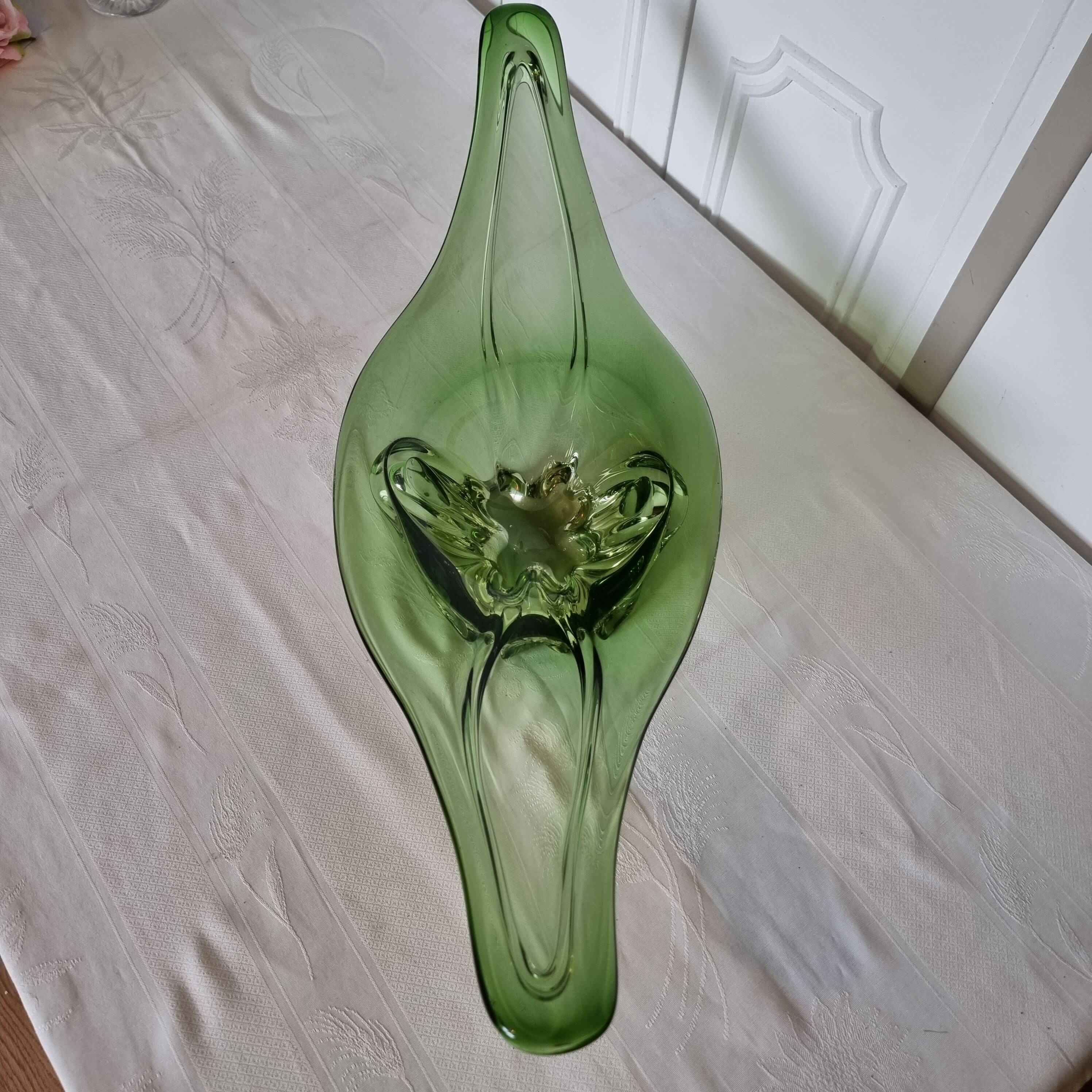 Superbe grand centre de table vintage en verre soufflé de Murano, Italie, a