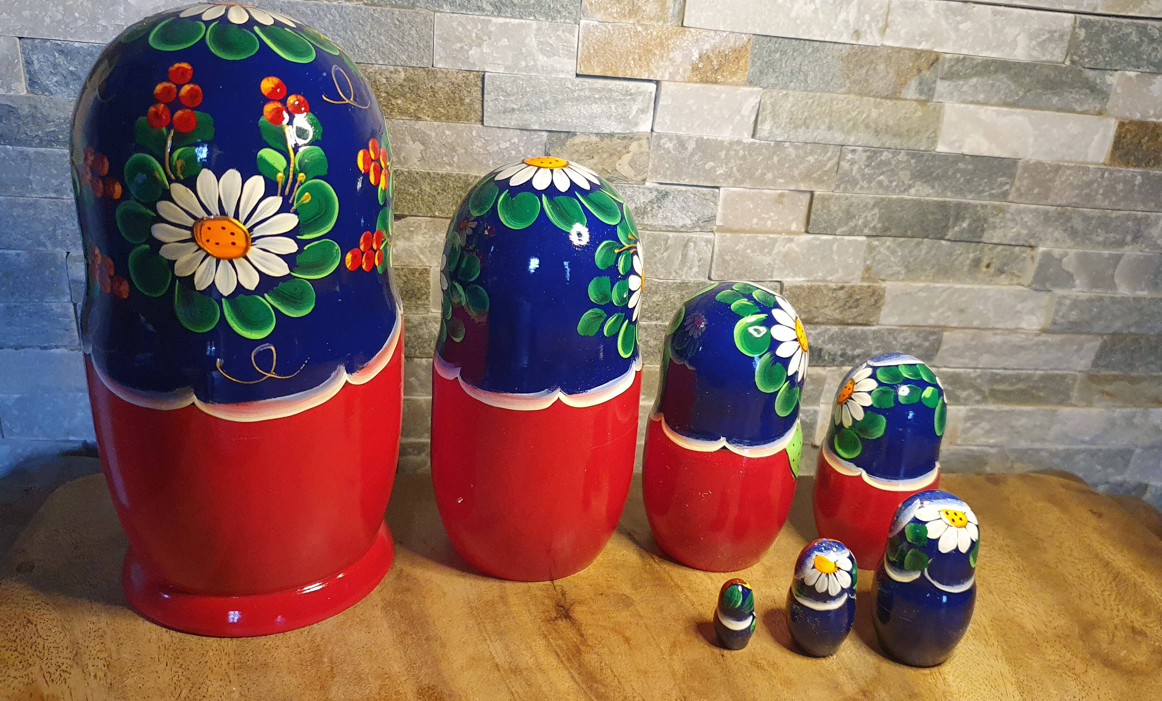 Poupée matriochka russe Salière et poivrière Art folklorique fait main en Russie VTG - France