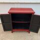 Red storage unit with 2 doors in solid wood, Chinese style, 1950