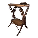 Table d'appoint antique en bambou et jonc de mer