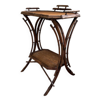 Table d'appoint antique en bambou et jonc de mer