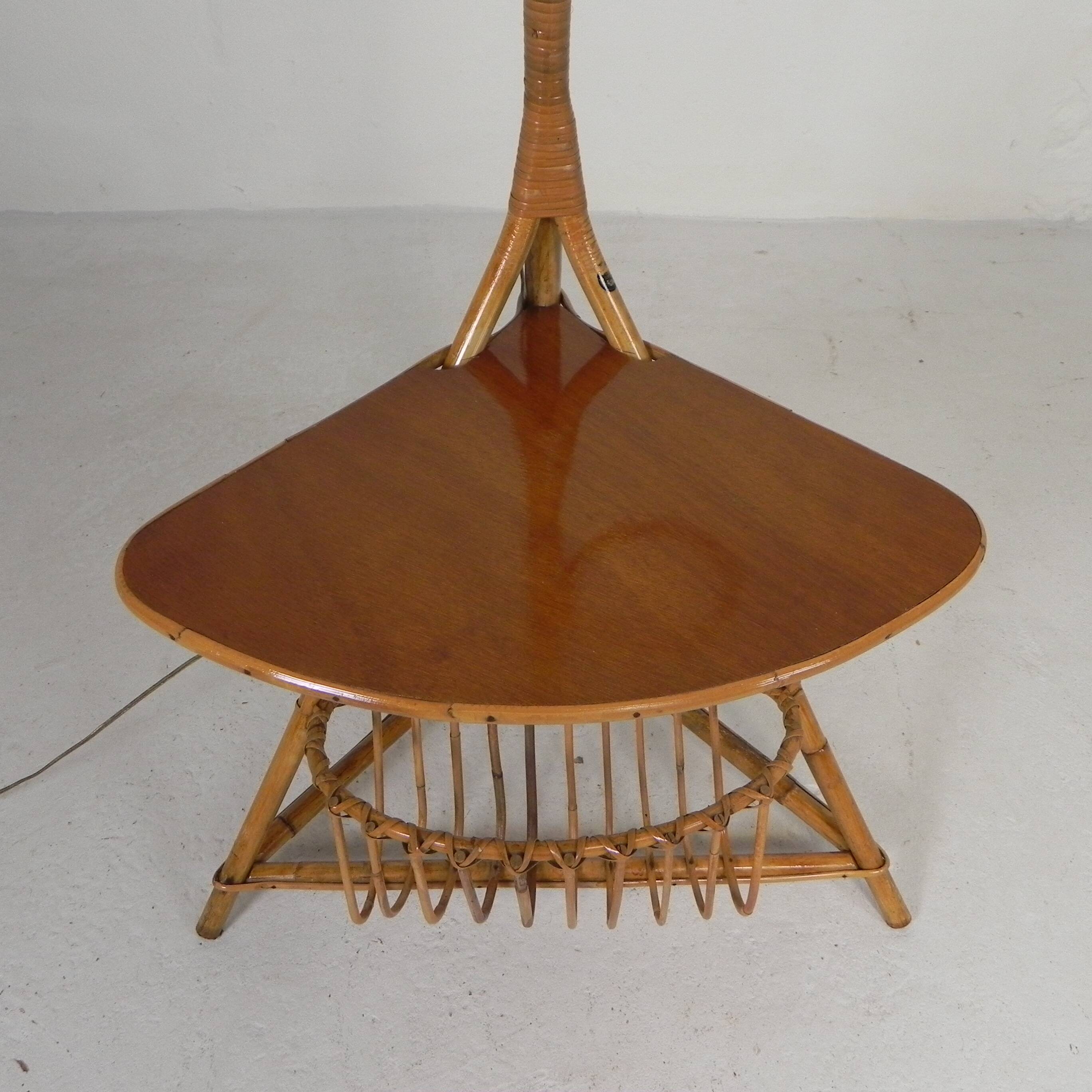 Bamboo floor lamp, 1950s