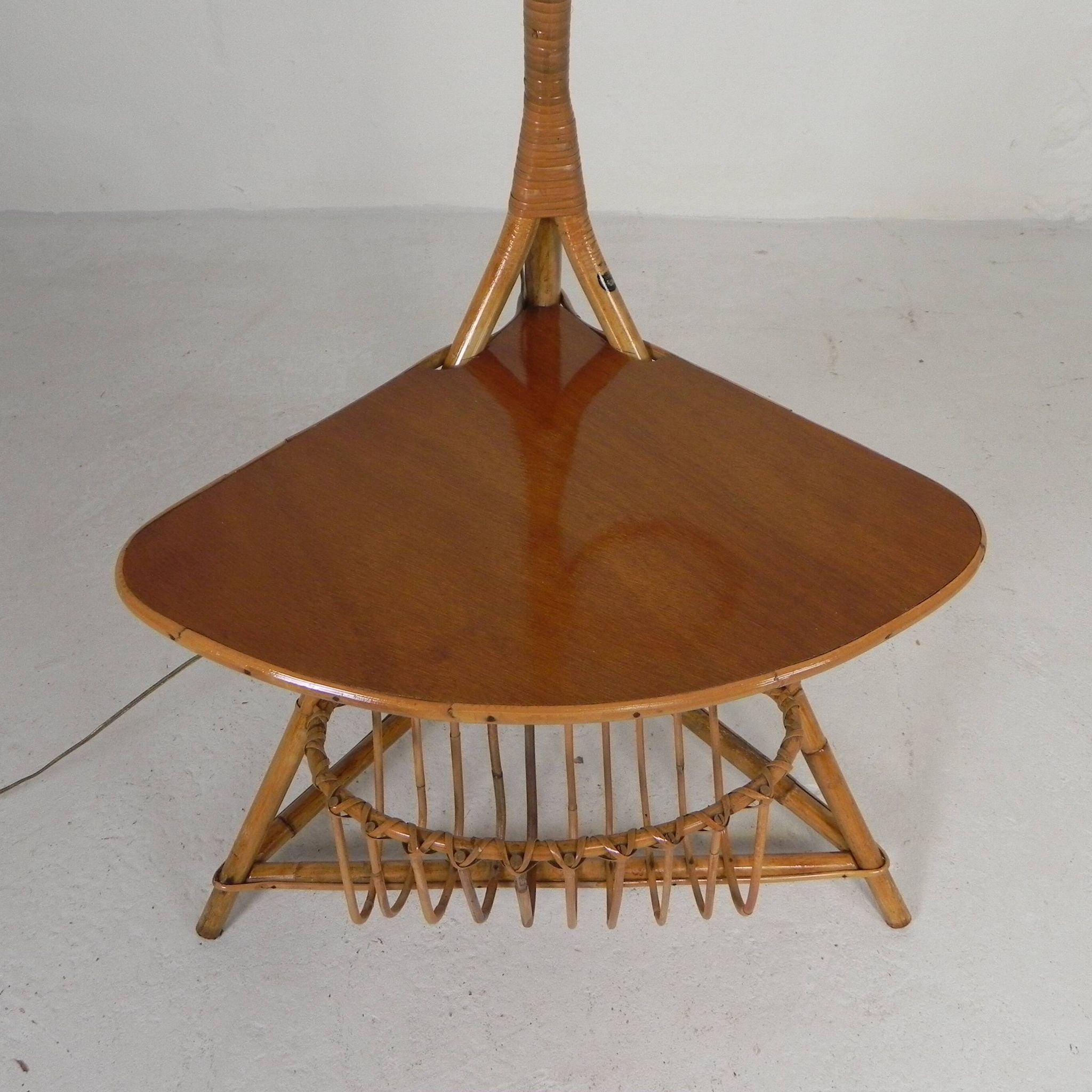 Lampe sur pied en bambou, années 1950