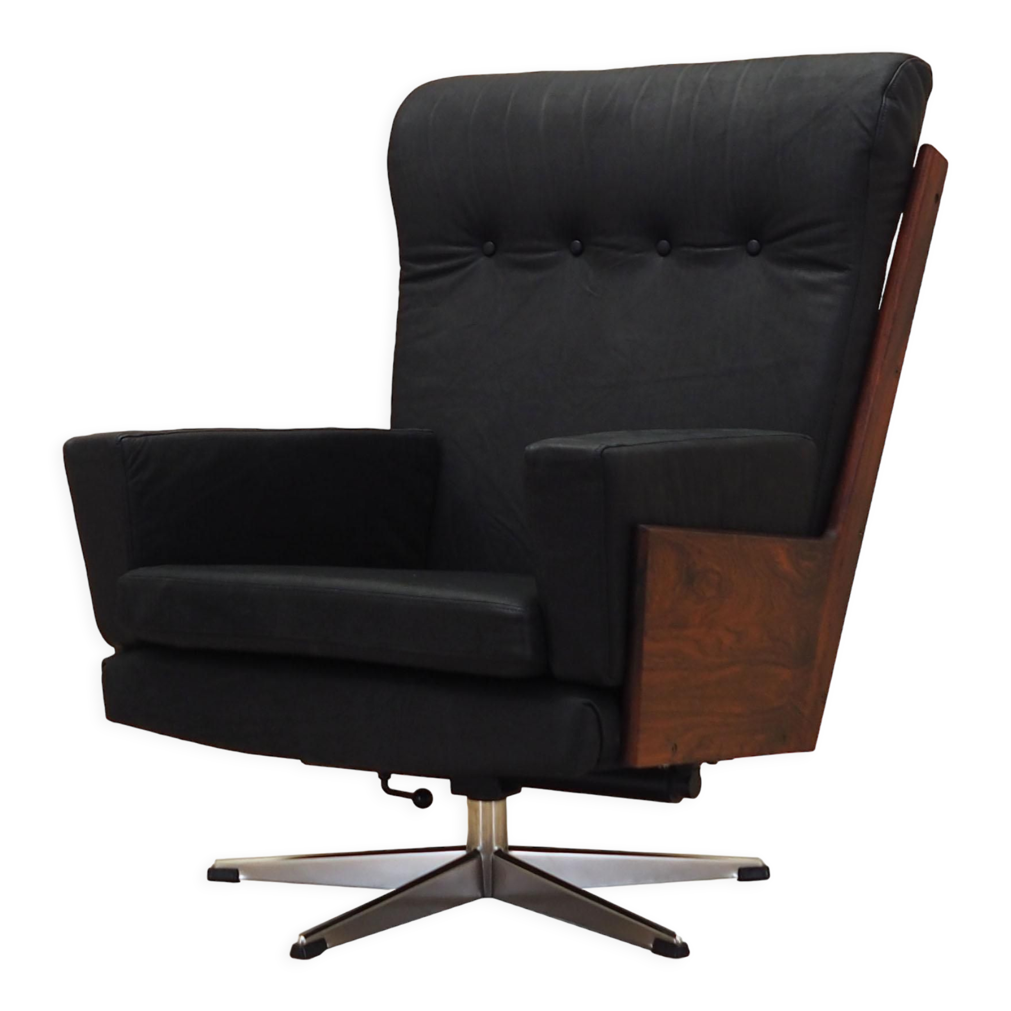 Fauteuil de bureau en cuir, design danois, années 1970, production: Danemark