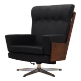 Fauteuil de bureau en cuir, design danois, années 1970, production: Danemark