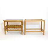 Pair of rattan end tables from the 60s and 70s.