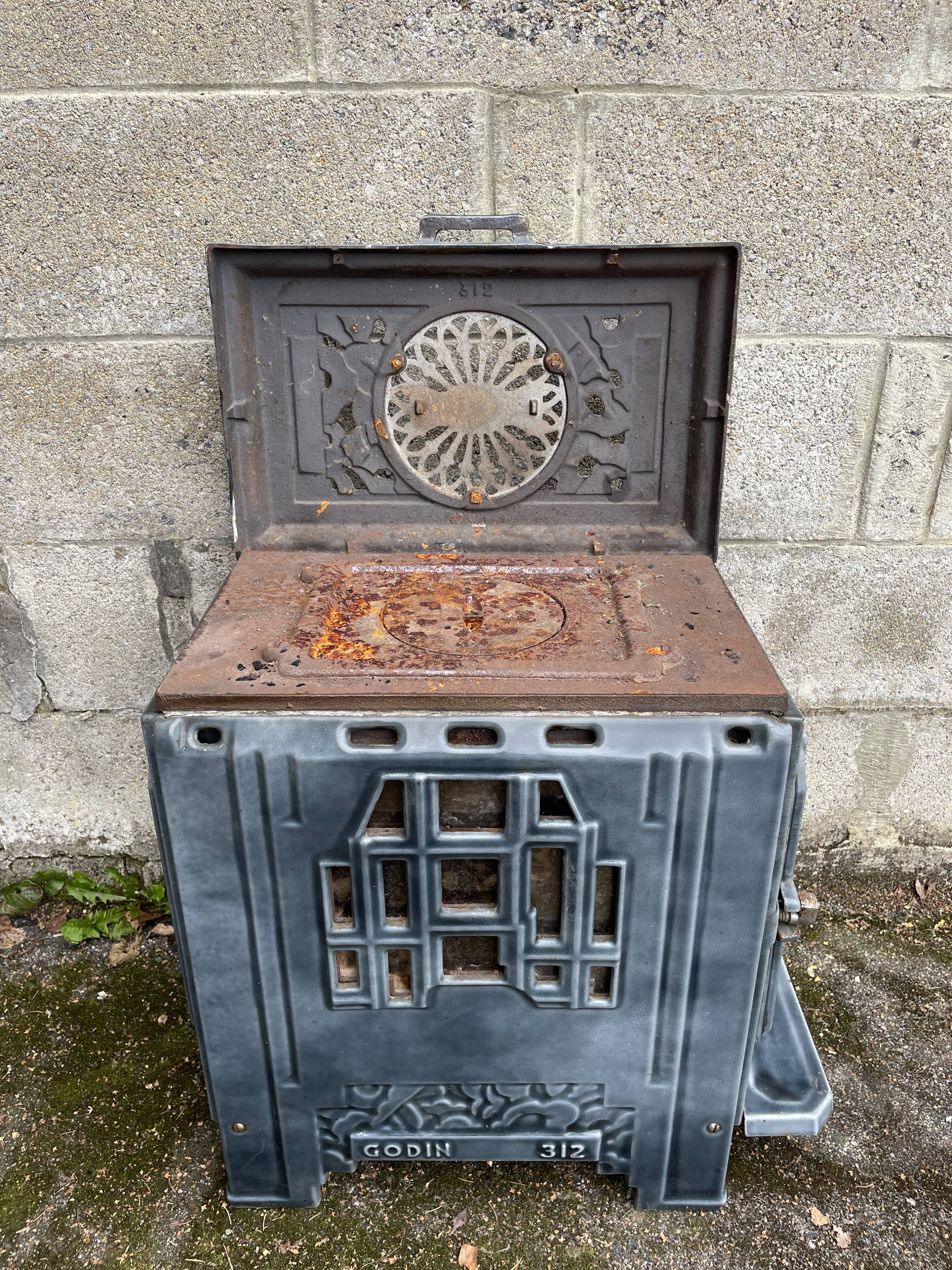 Ancien poêle Godin 312 Art Déco