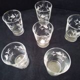 6 Vintage goblet-shaped table glasses Engraved decor