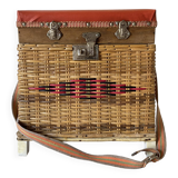 Low fishing box stool in rattan and skai