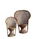 Set of 2 Emmanuelle rattan armchairs — natural beige rattan with black accents, large & small