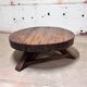 Vintage round oak coffee table, brutalist wabi-sabi, 1950s.
