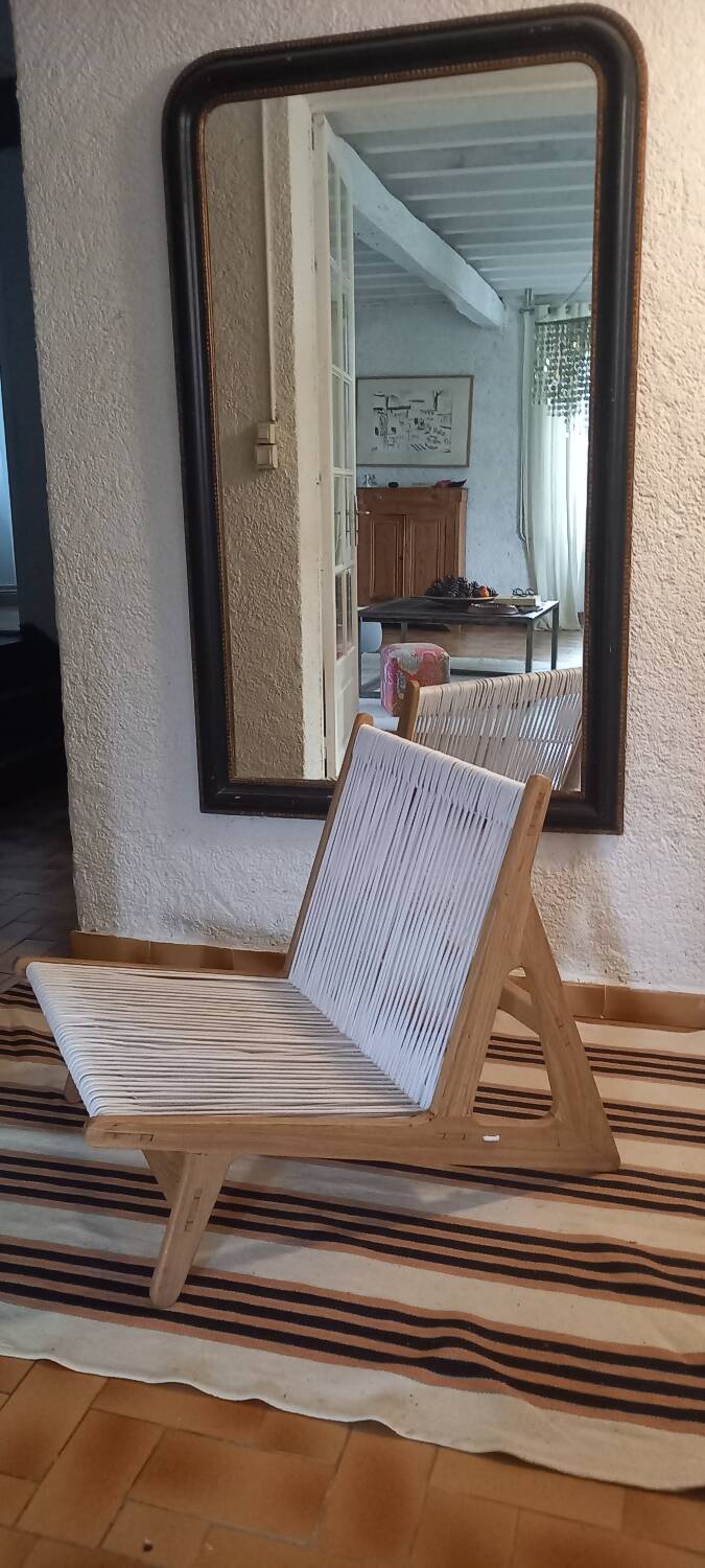 Wooden and rope armchair