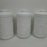 3 airtight opaline glass jars