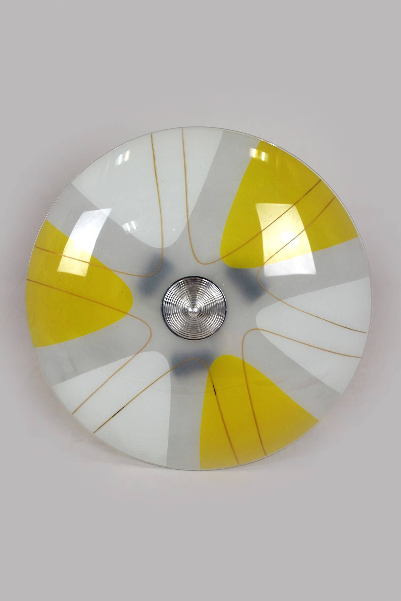 Mid-Century Czech Glass Pendant Lamps with Colorful Decor, 1970s, Set of 6