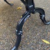 Table de bistrot marbre ovale et acier noire pétrole 4 couverts 140cm