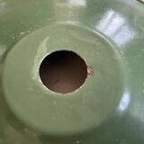 Industrial pendant light, old enameled bowl