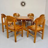 Set of 6 solid pine chairs, Scandinavian design, Reiner Daumiller