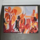 Psychedelic canvas, painting, 70s