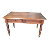 Bureau rustique plat ancienne table de ferme XIXèm en noyer