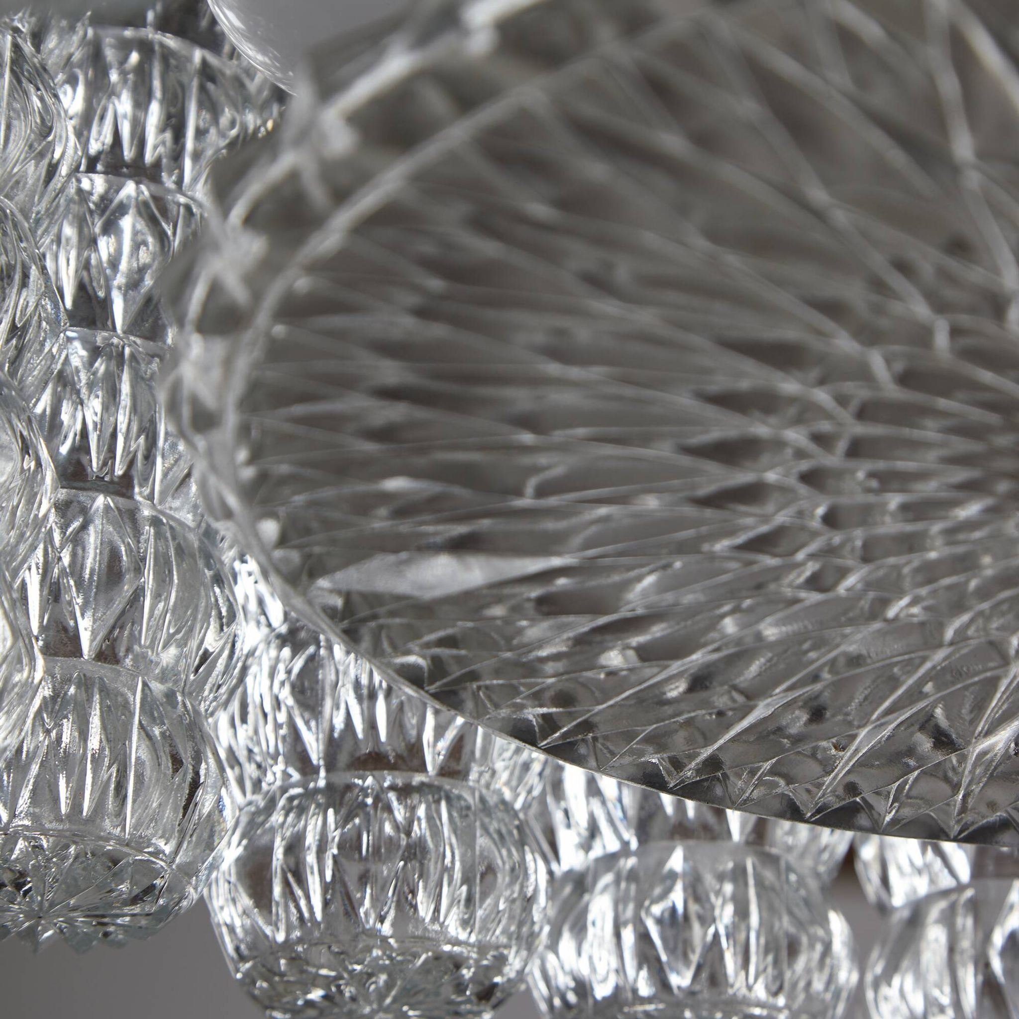 Glass and chrome chandelier