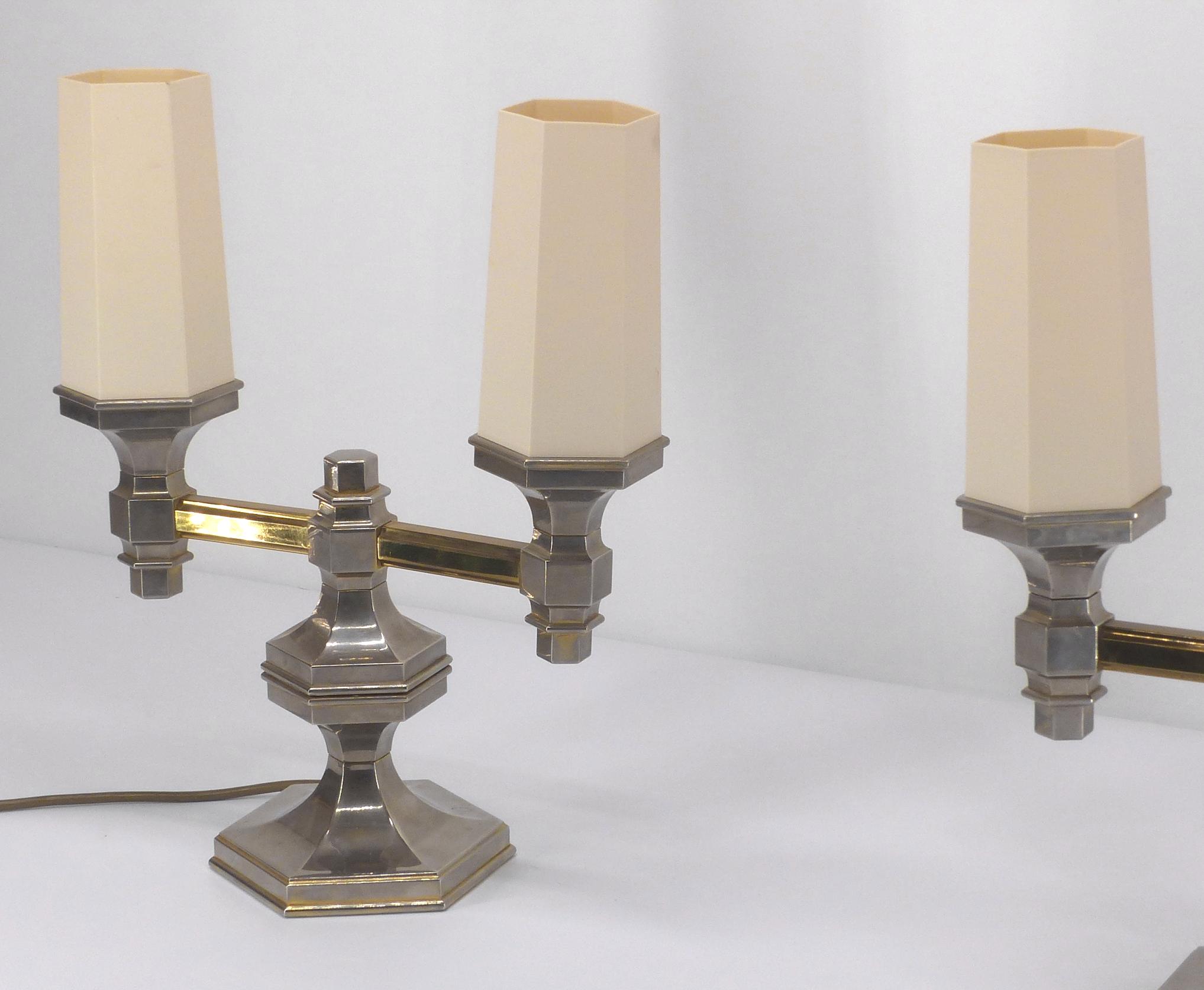 Pair of candelabra lamps in chromed metal Nagel 1970