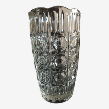 Ancien vase en verre pressé 22 cm de hauteur