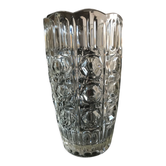 Ancien vase en verre pressé 22 cm de hauteur