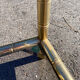Square faux bamboo pedestal table in gold-plated brass and glass