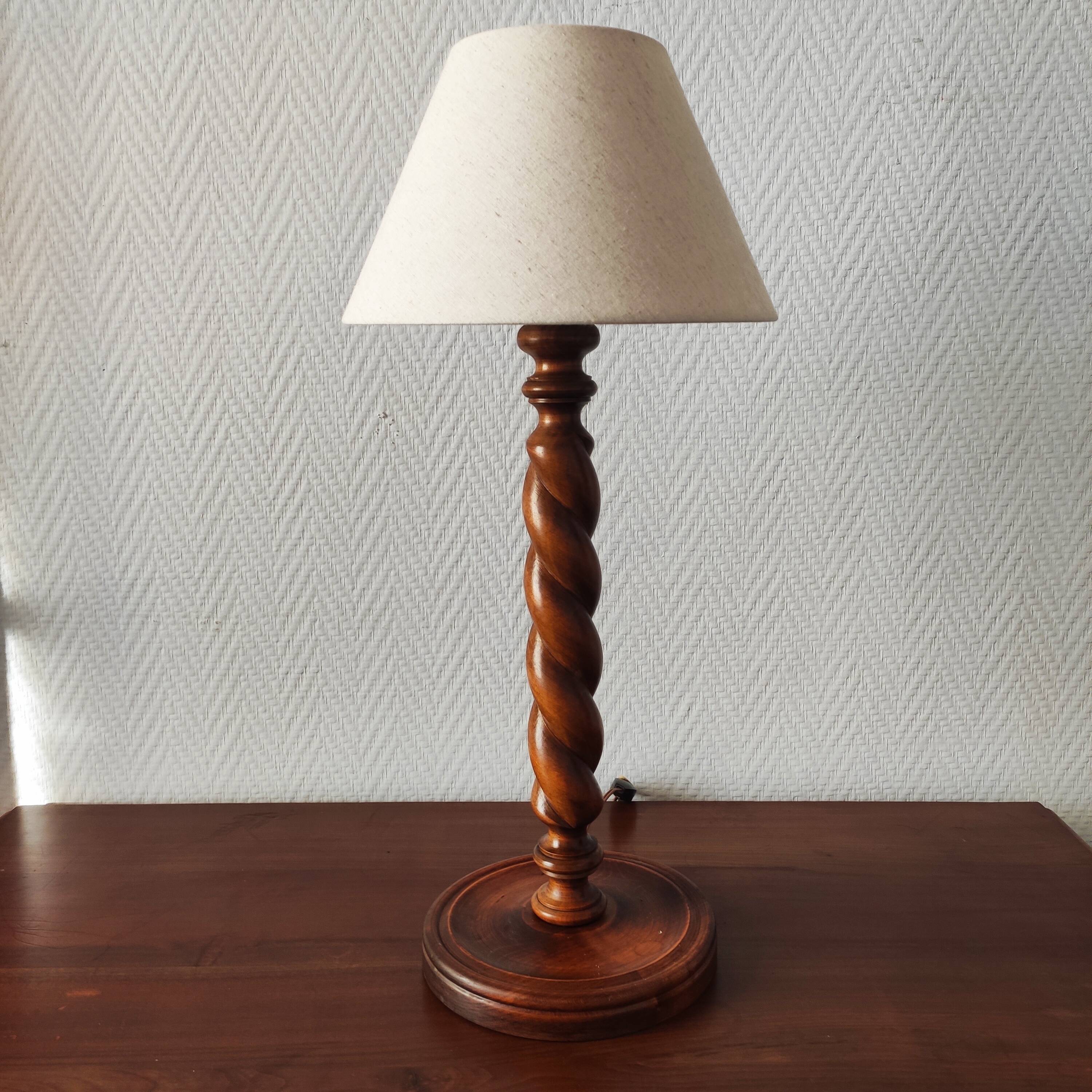 French lamp from the mid-20th century in twisted wood.