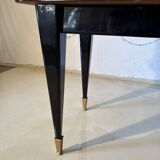 Pair of vintage bedside tables in marquetry wood – revisited Art Deco style