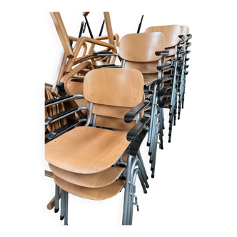 Set of 40 school chairs with armrests, 70s, Netherlands