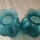 Pair of vintage vases in turquoise glass paste