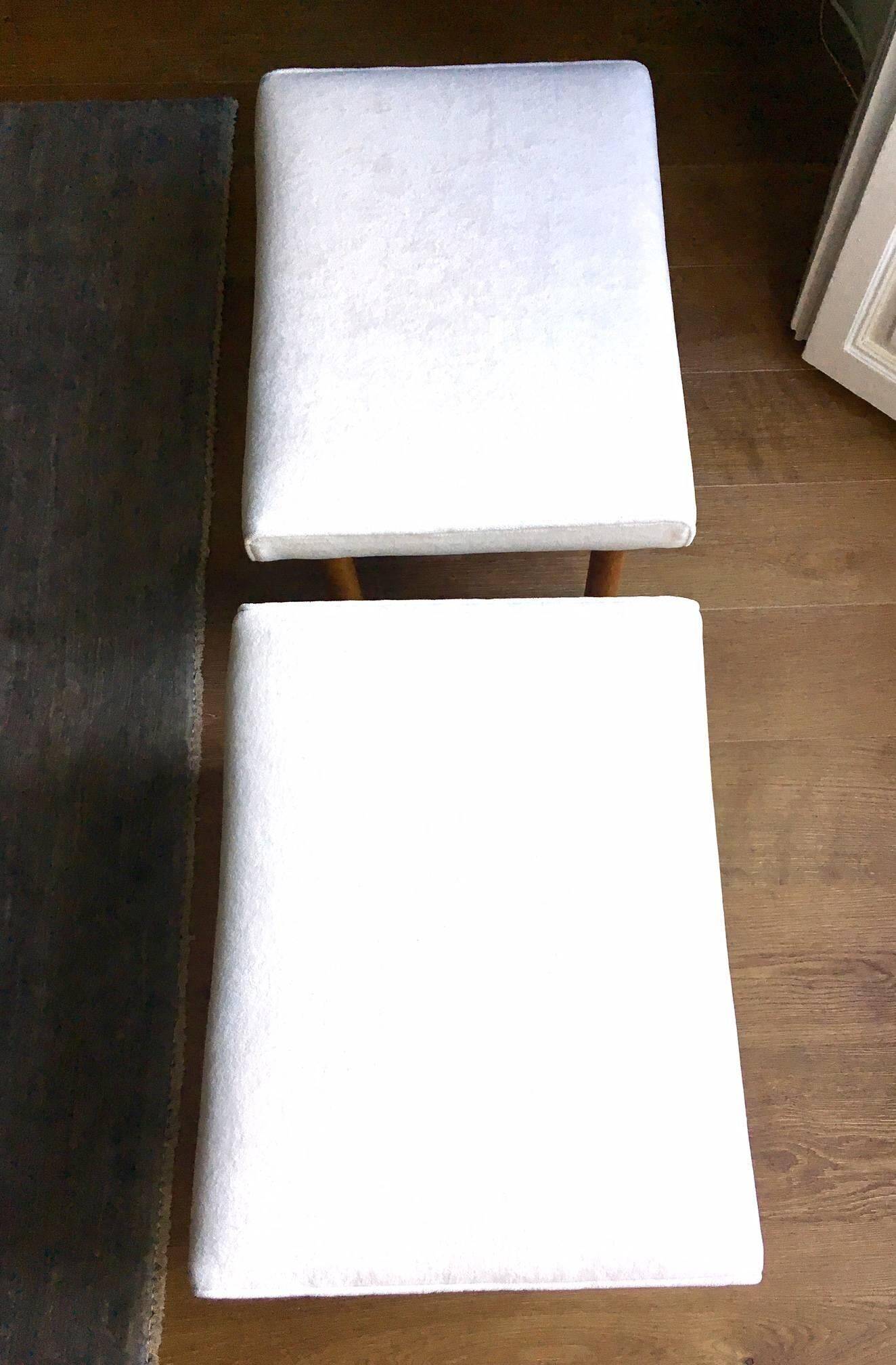 Pair of oak stools in modern Scandinavian style made by Willy Beck.