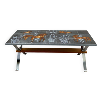 Table basse céramique et acier 1970