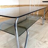 Chrome and smoked glass coffee table in BAUHAUS style.