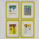 Set of 4 illustrations, advertising series shirt, polo. Provider. Pascal Pinet. Year 80