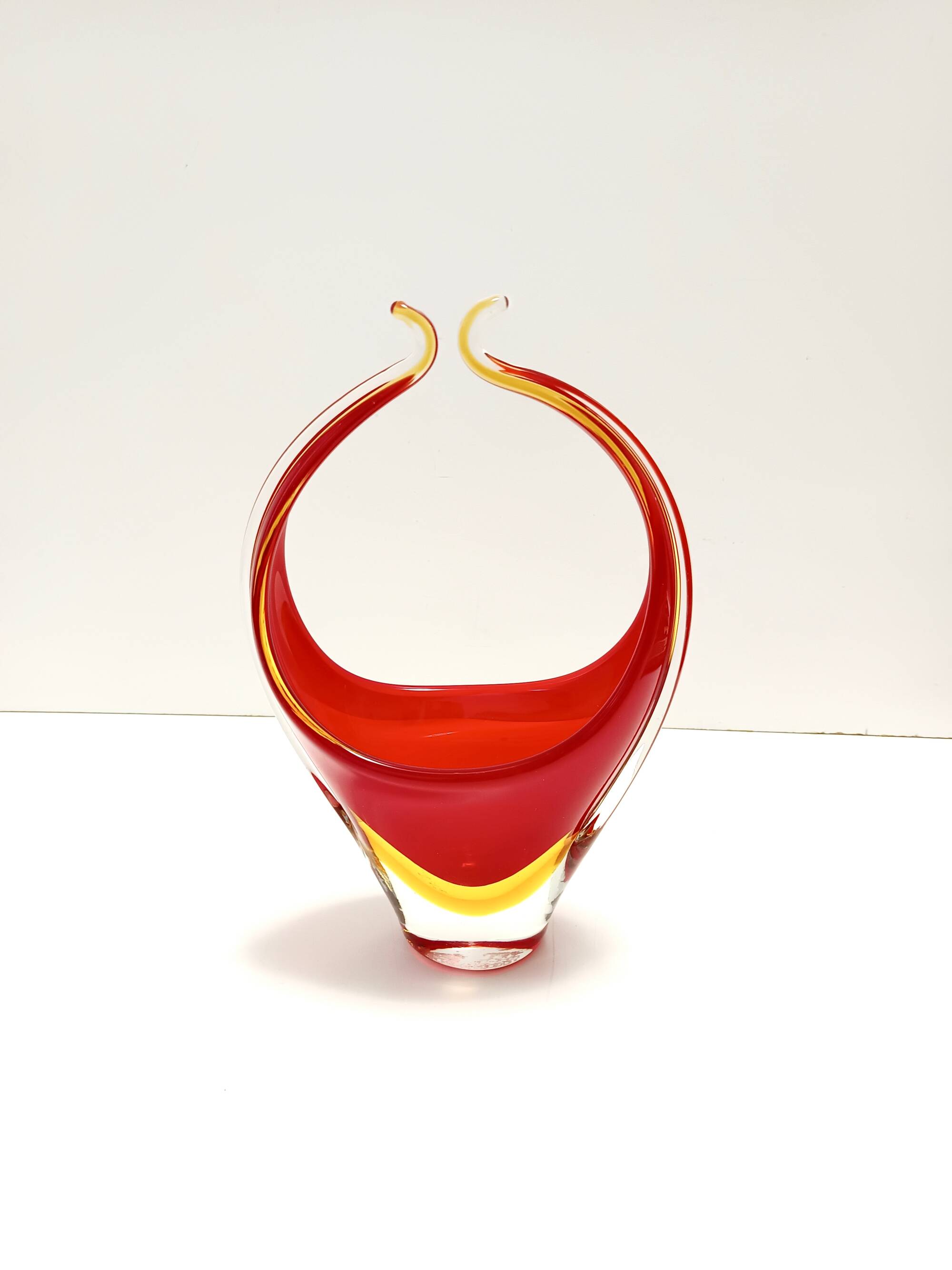 Red and Yellow Sommerso Murano Glass Vase attr. to Flavio Poli, Italy