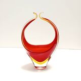 Red and Yellow Sommerso Murano Glass Vase attr. to Flavio Poli, Italy