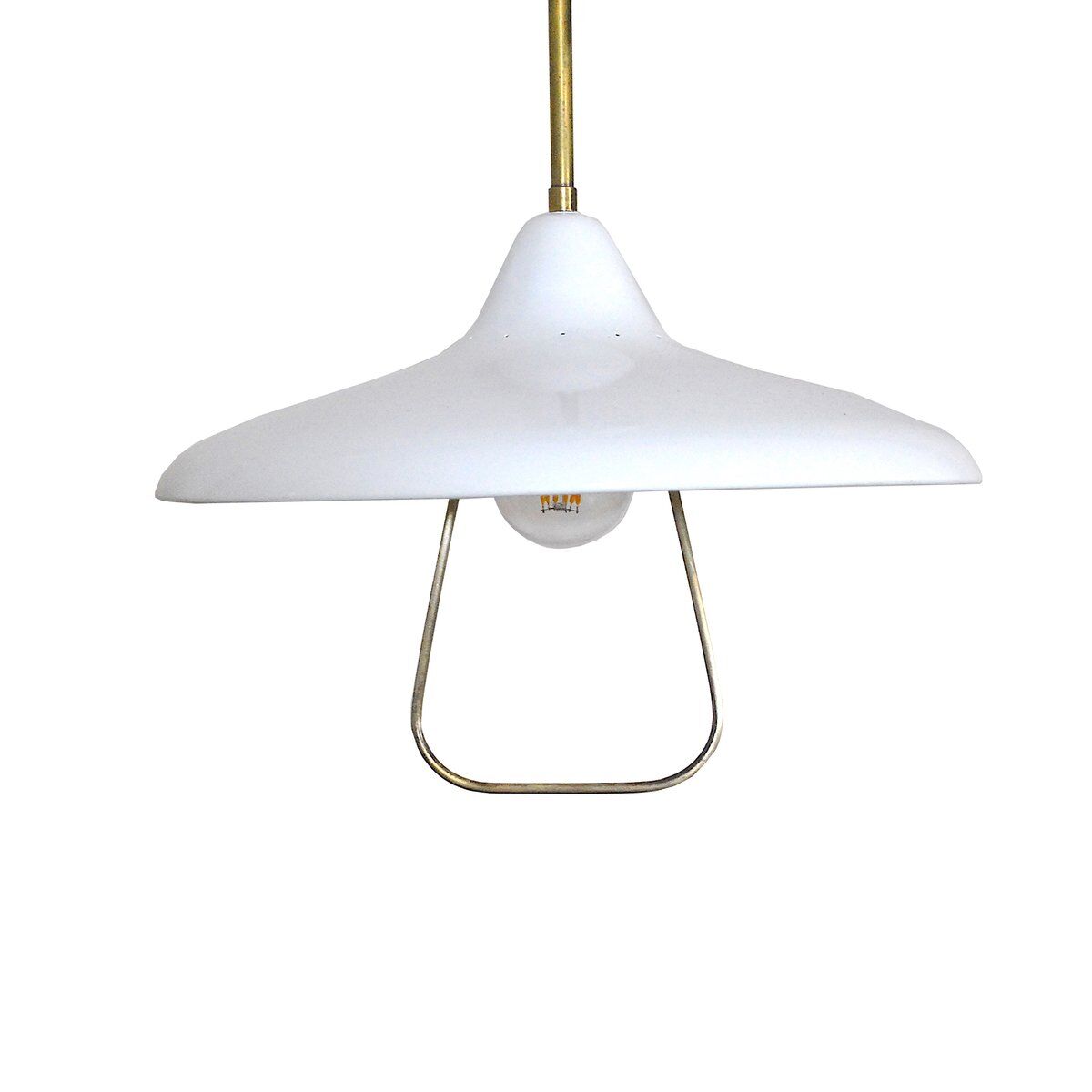 White lacquered iron ceiling lamp attributed to Stilnovo, 1960s.