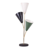 Stilnovo. 3-light lamp in sheet metal and brass. 1960s.