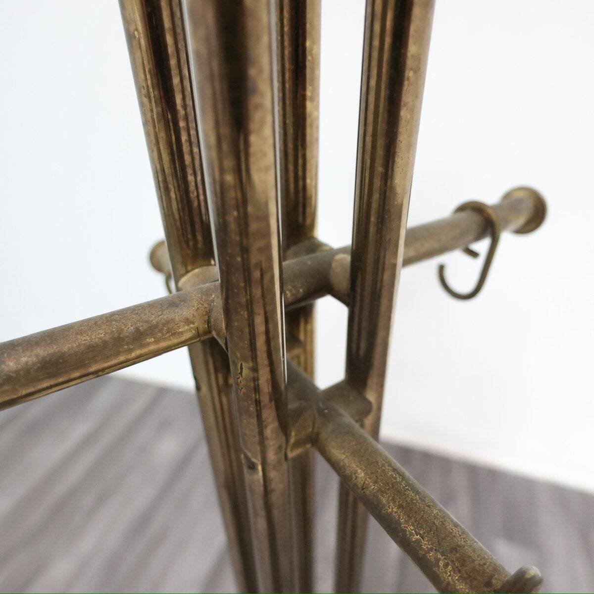 Modern Marble and Brass Coat Rack by Renato Zevi for Metalarte, 1970s