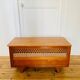 Vintage storage chest in wood and woven rattan