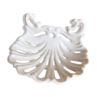 White enamelled cast iron soap holder