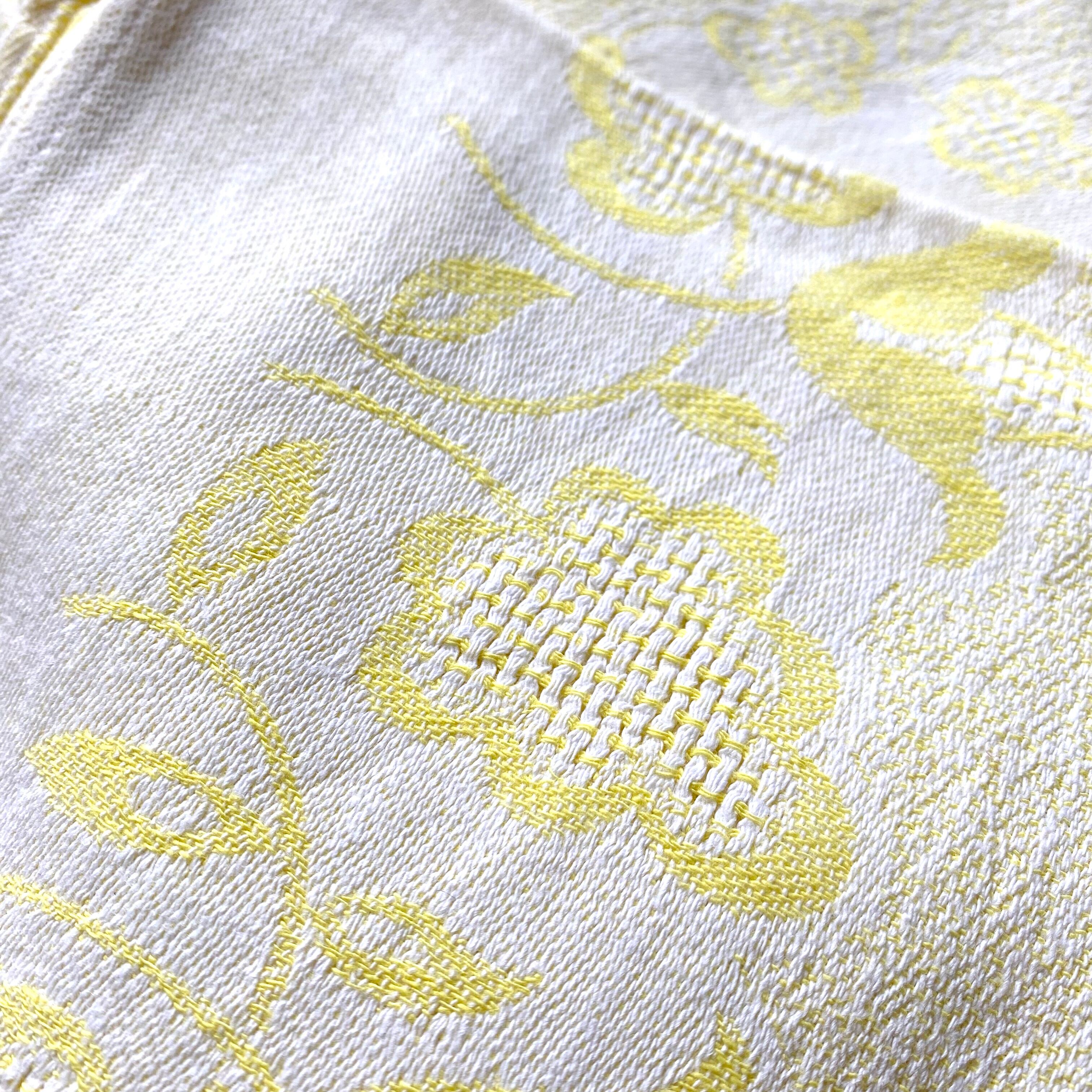 Serviettes de table vintage jaune et blanc